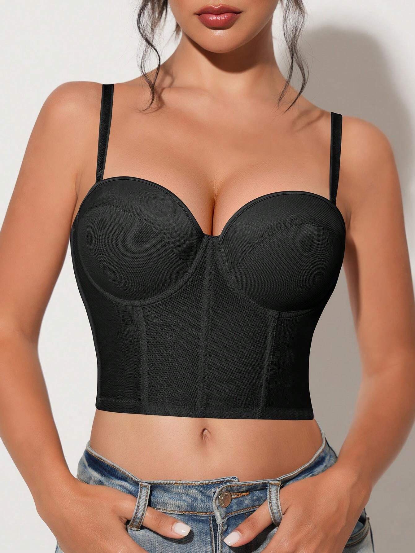 كورساج نسائي بلون بيج بتصميم أنيق من خامة مرنة shein