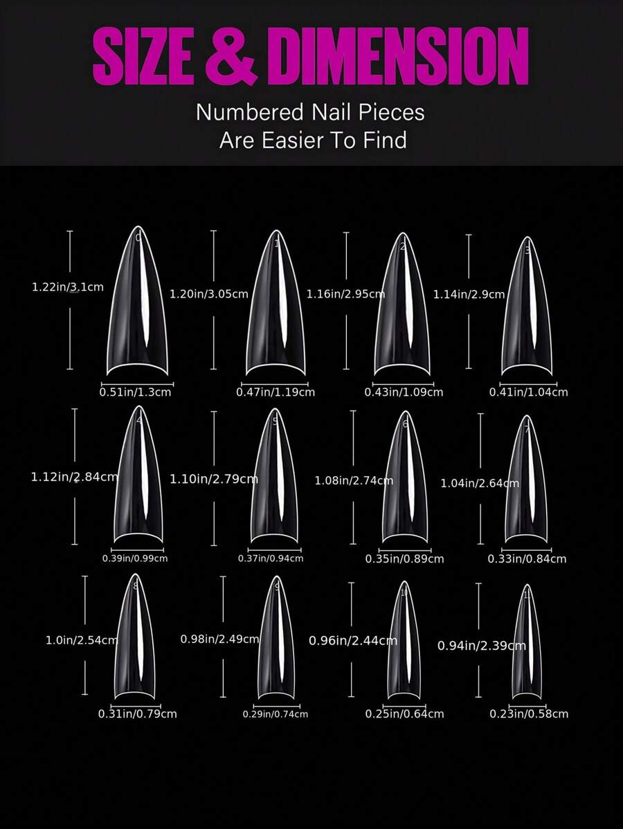 240 قطعة من أطراف أظافر أكريليك متوسطة الحجم