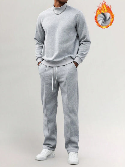 طقم رجالي: بلوفر برقبة عالية وبنطلون سادة من مانفينيتي هوم