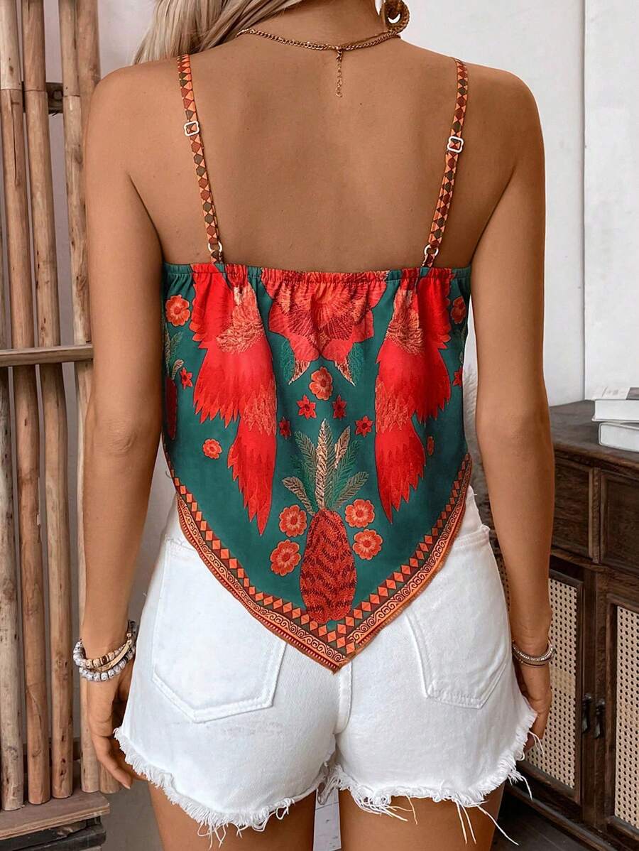 قميص داخلي نسائي فضفاض كاجوال بطبعة نباتية من SHEIN LUNE