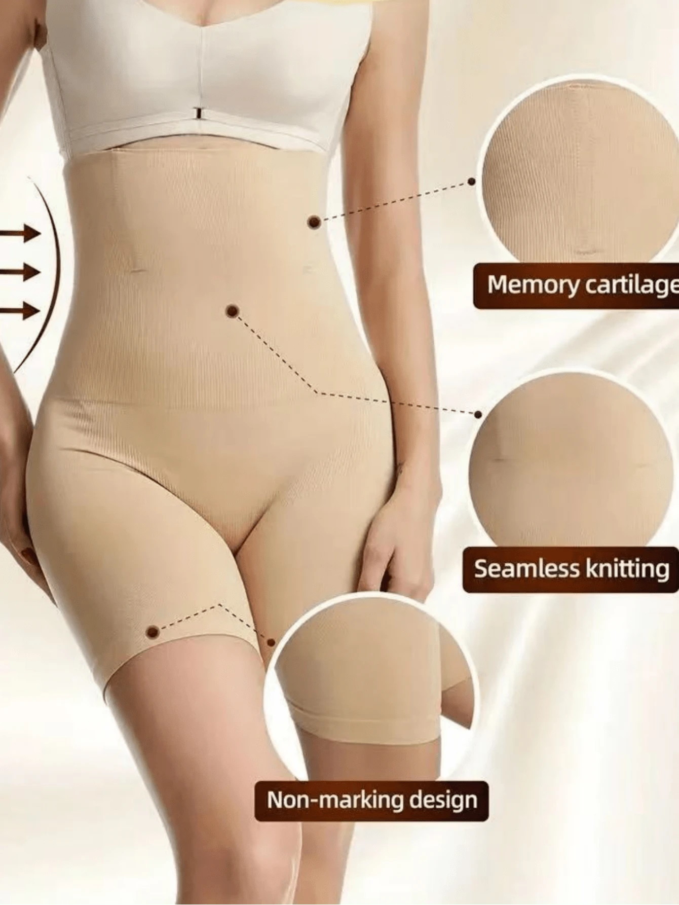 سروال نسائي مشكل عالي الخصر – تحكم في البطن، شد الخصر ورفع المؤخرة