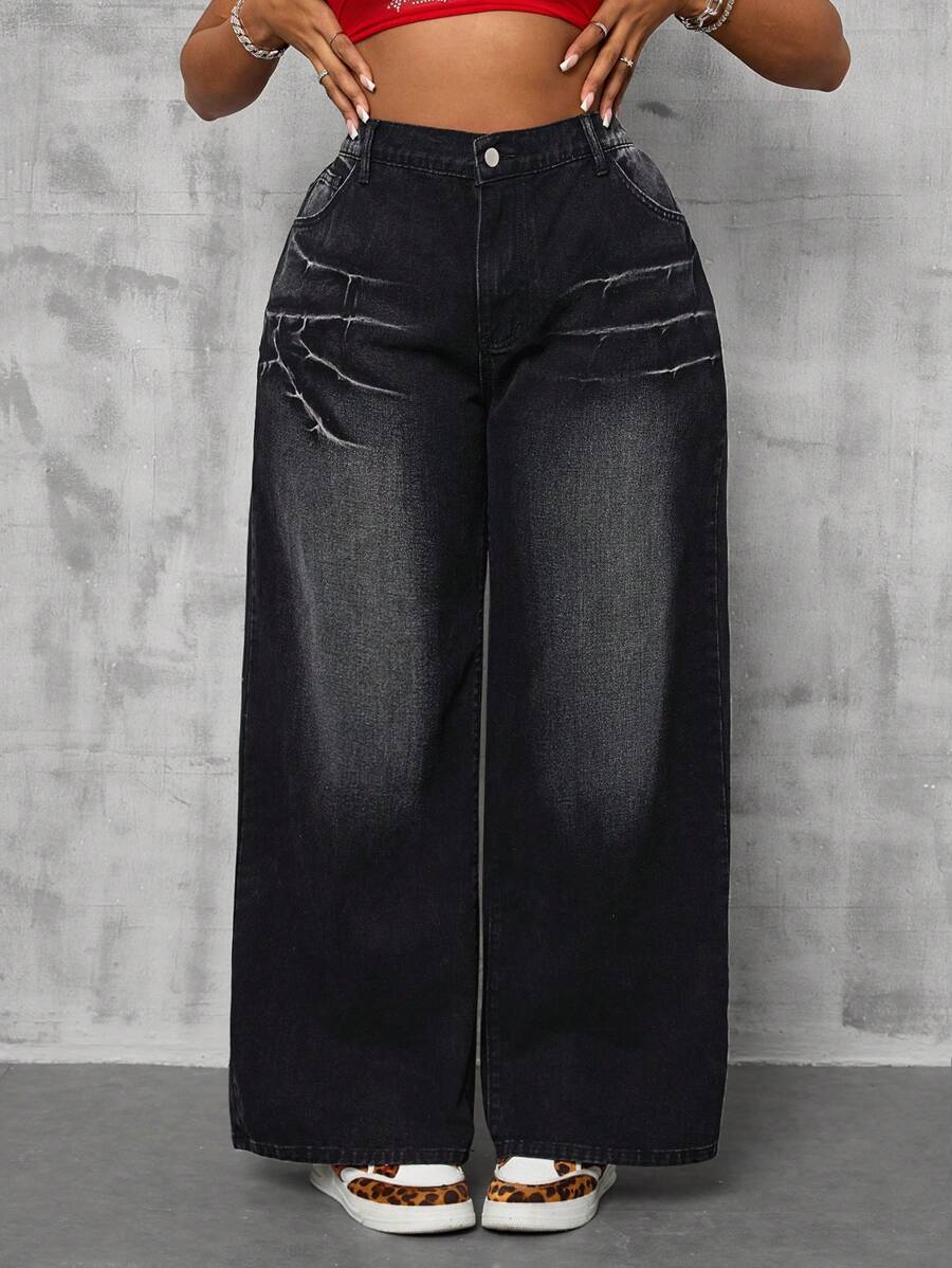 بنطلون جينز جيب أمامي ستايل بسيط SHEIN