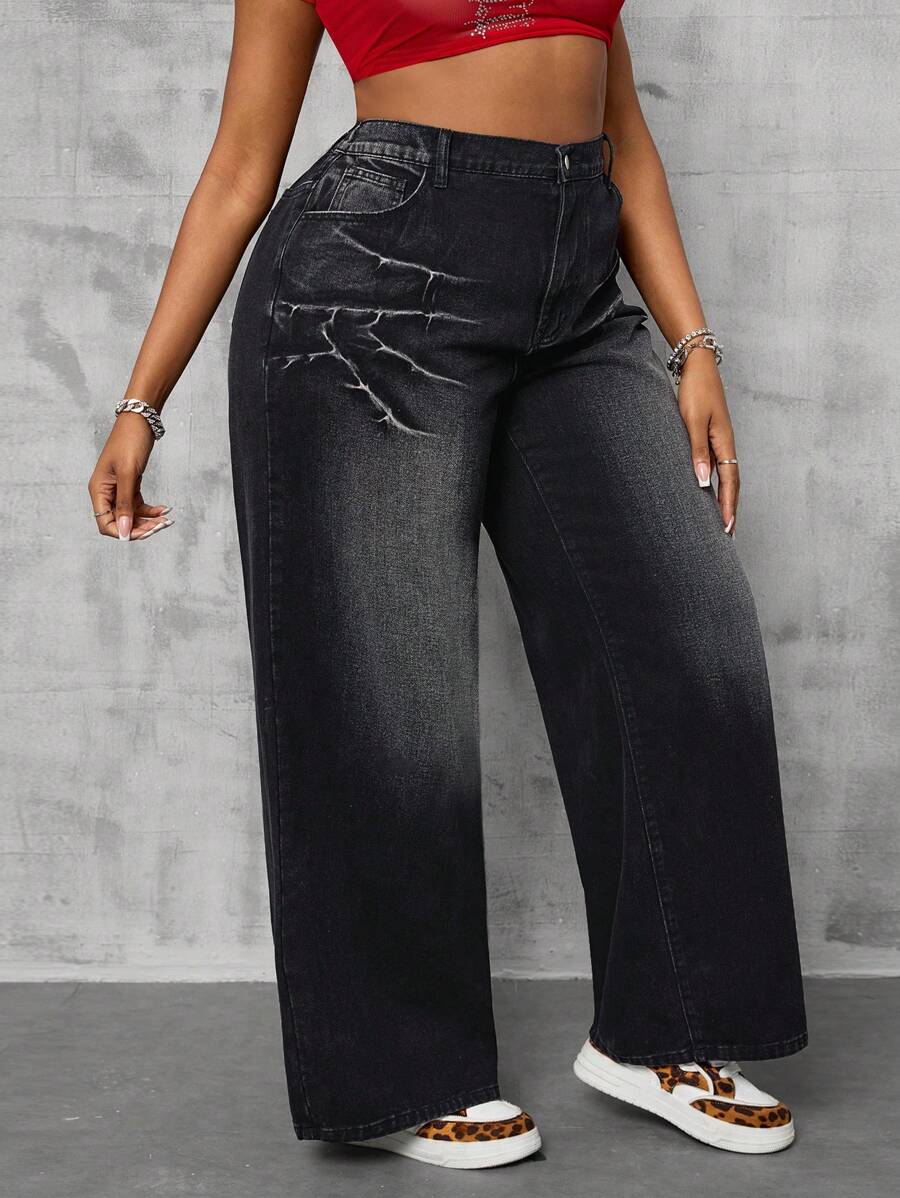 بنطلون جينز جيب أمامي ستايل بسيط SHEIN