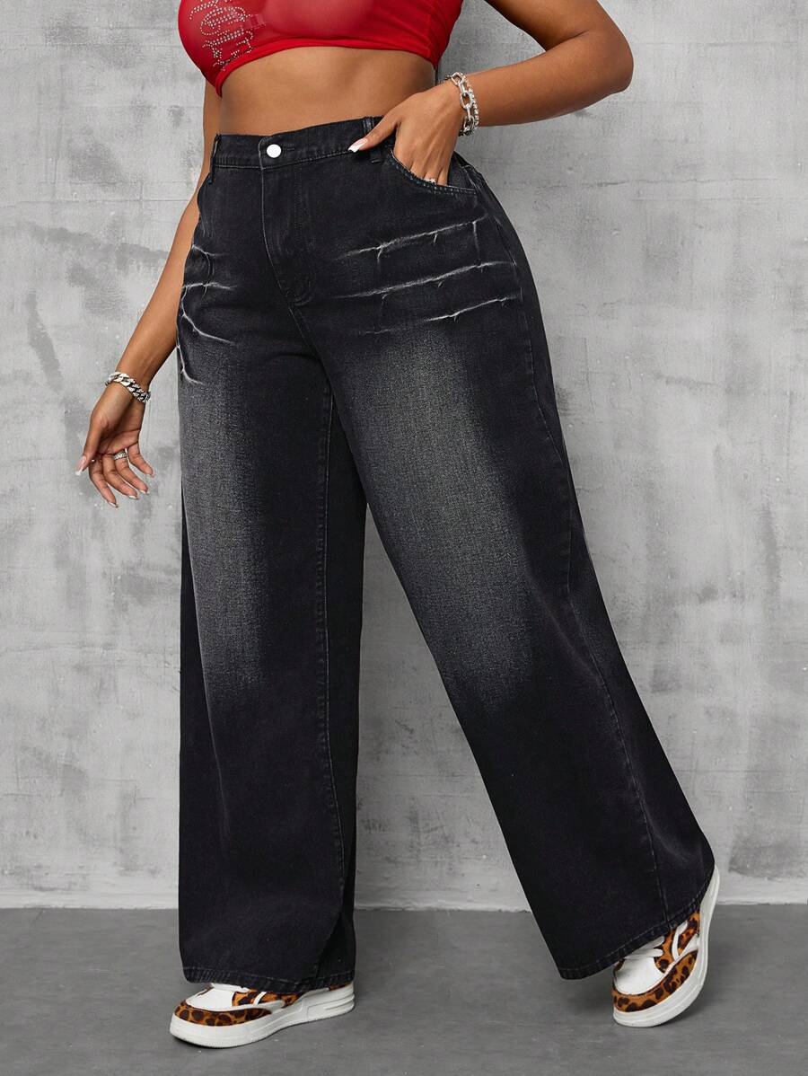 بنطلون جينز جيب أمامي ستايل بسيط SHEIN