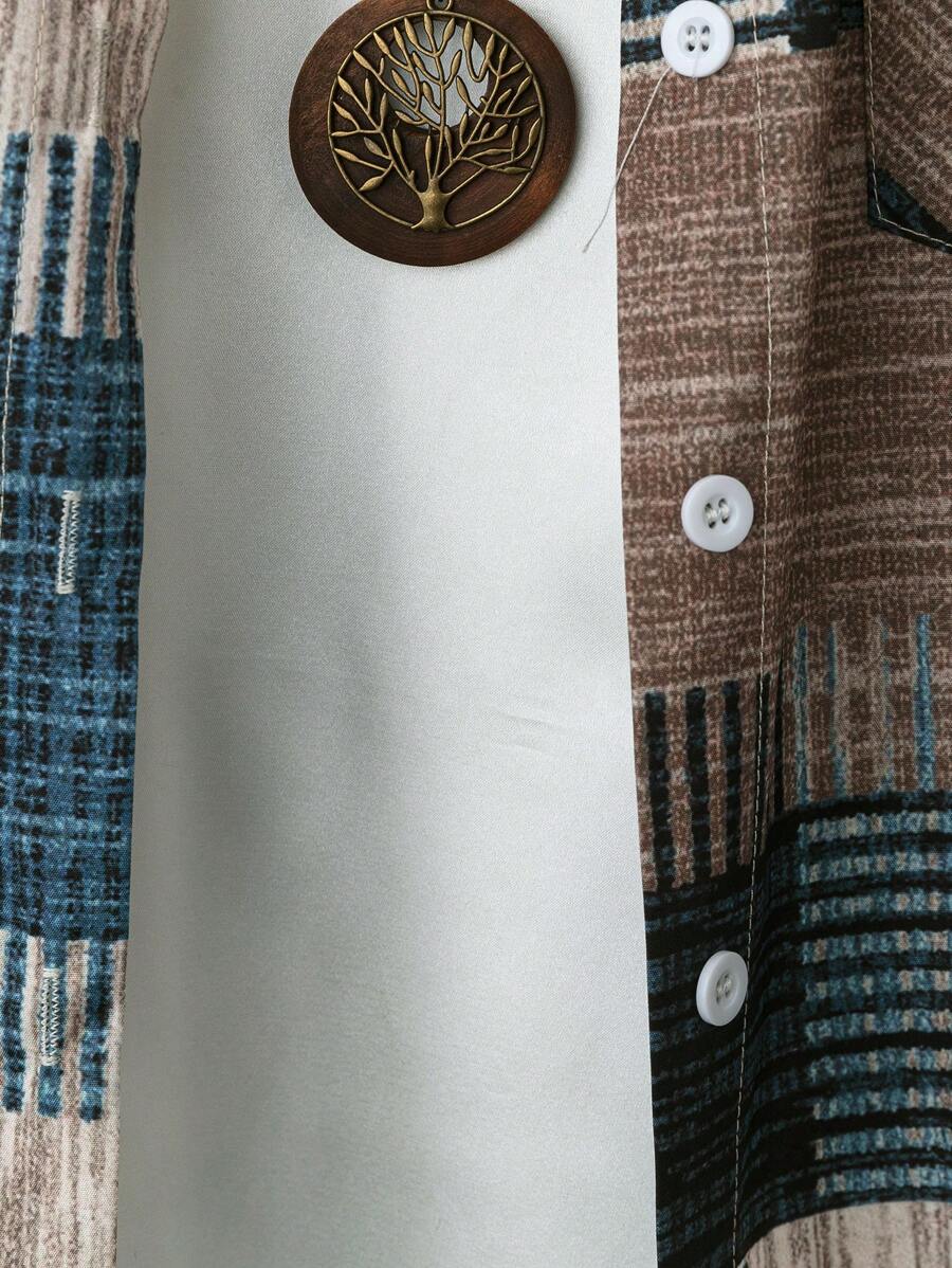 قميص كاجوال بأكمام طويلة وياقة بمقاسات كبيرة للنساء Shein