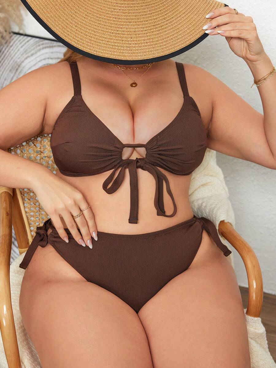 مجموعة بيكيني سباحة Lushoire بمقاس كبير مع حزام قابل للتعديل