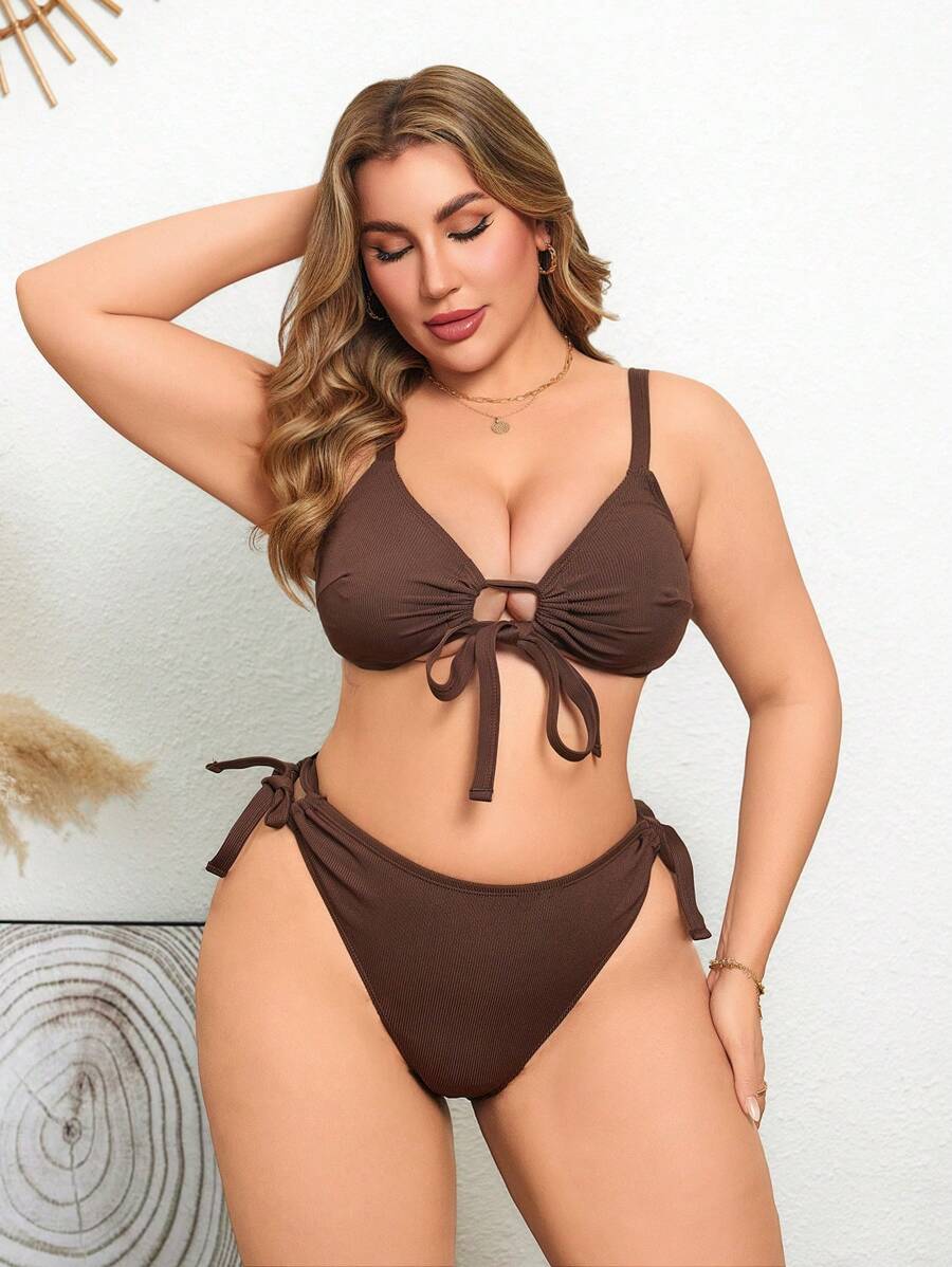 مجموعة بيكيني سباحة Lushoire بمقاس كبير مع حزام قابل للتعديل