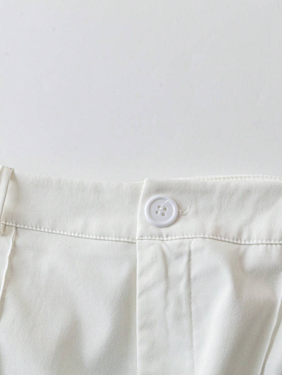 بنطلون فرانكليا نسائي أبيض كاجوال/عمل خريفي من القماش للنساء Shein