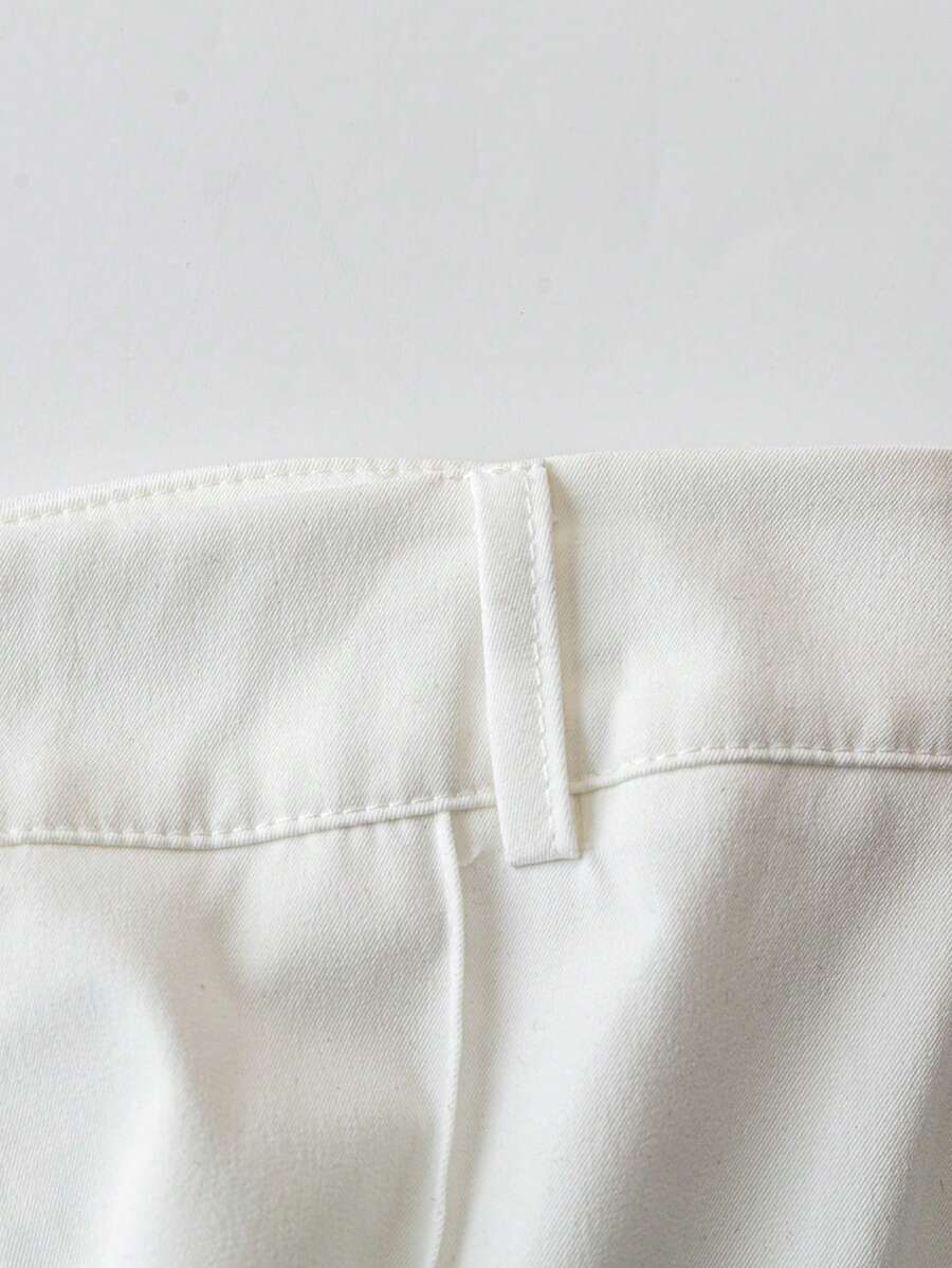 بنطلون فرانكليا نسائي أبيض كاجوال/عمل خريفي من القماش للنساء Shein