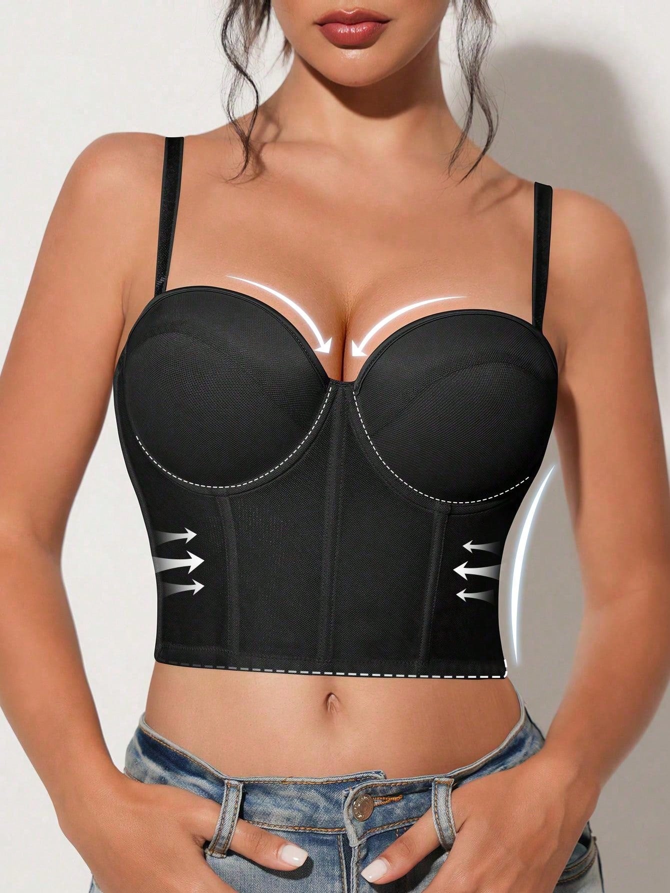 كورساج نسائي بلون بيج بتصميم أنيق من خامة مرنة shein