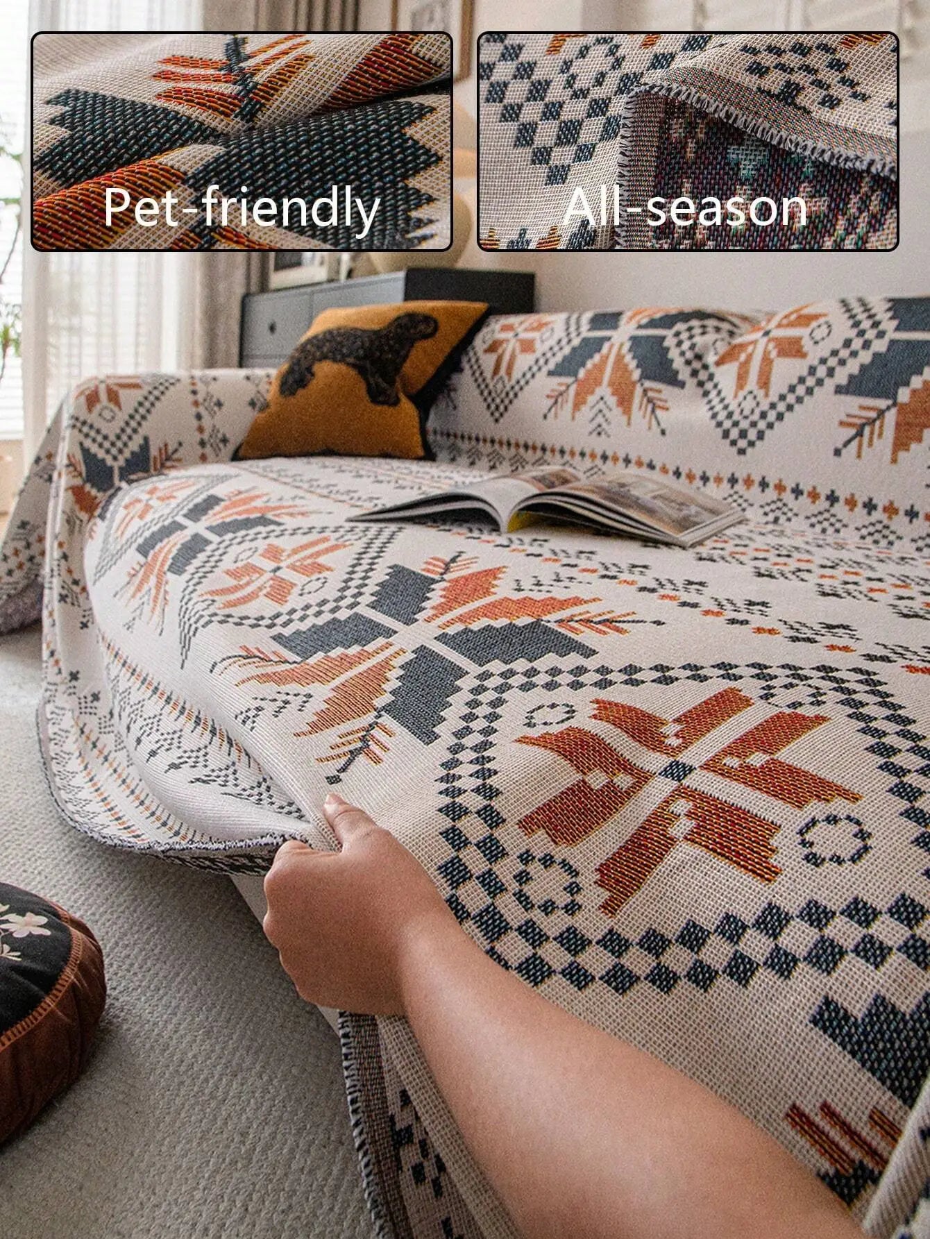 غطاء أريكة قطعة واحدة - بطانية ناعمة بتصميم مجسم