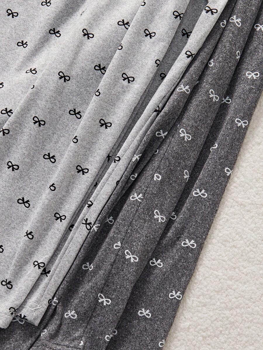 2بنطال طويل مريح بطبعة فيونكة محبوكة