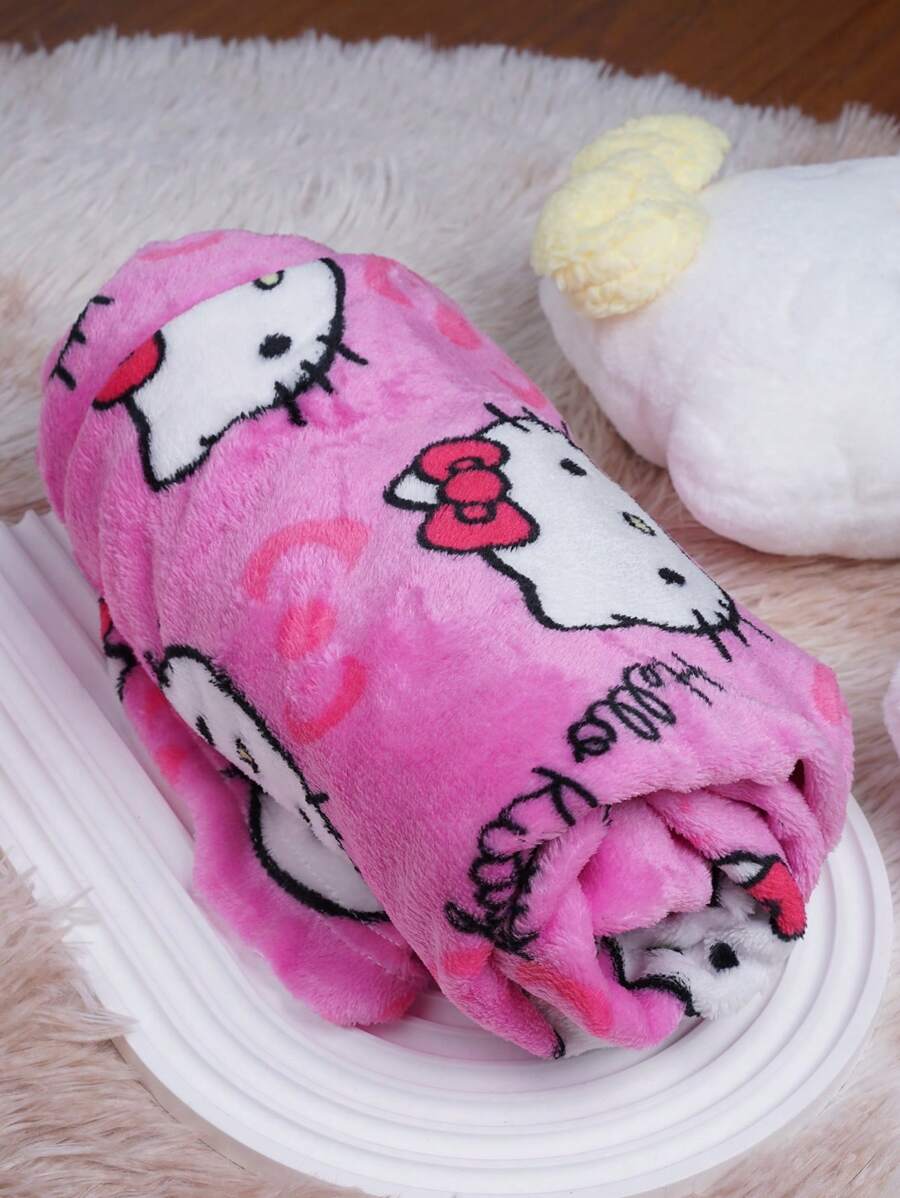 بنطلون بيجاما فلانيل وردي “Hello Kitty” – للنوم والراحة المنزلية لفصل الخريف/الشتاء