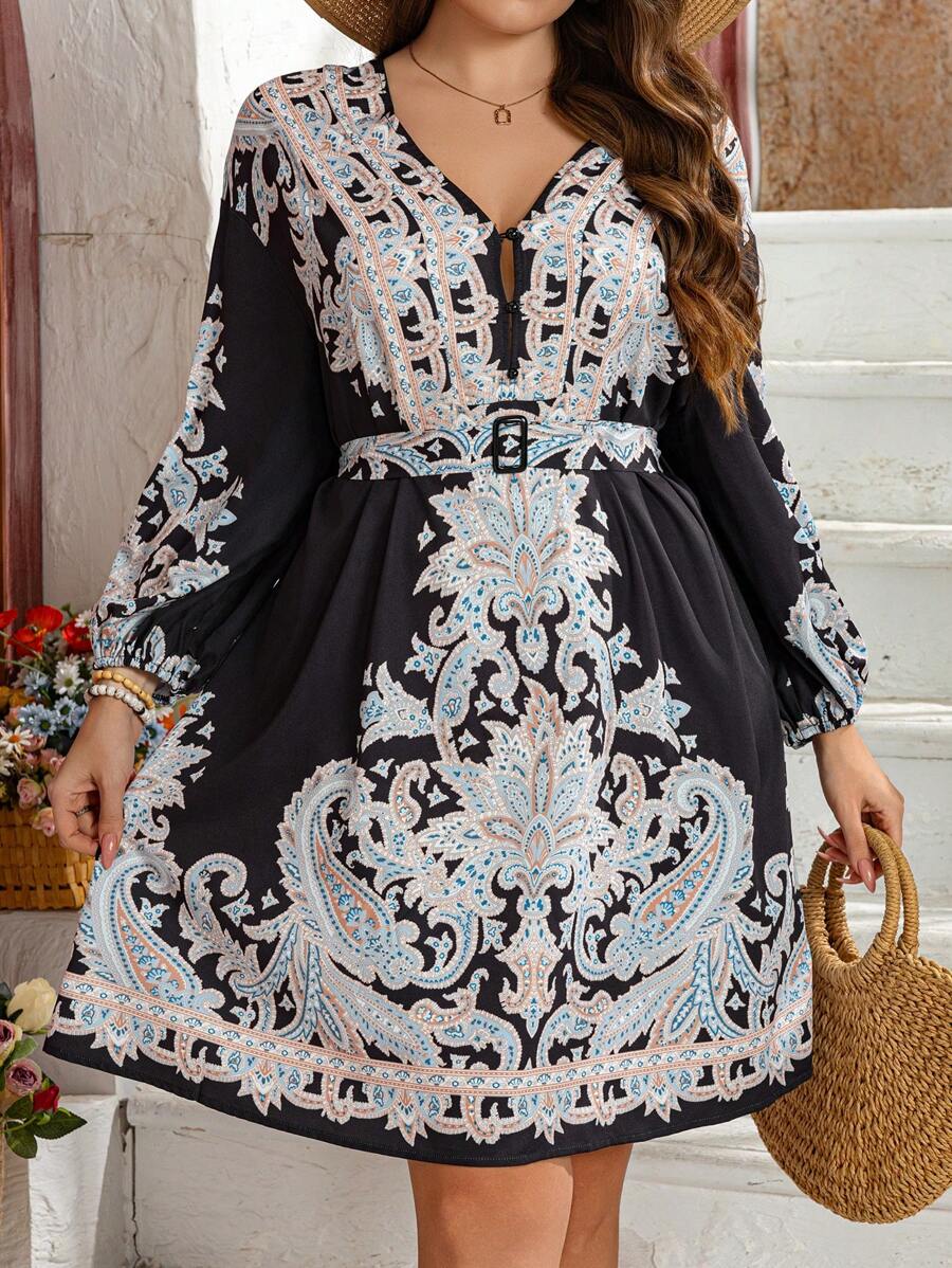 فستان بريزايا المطبوع الأنيق  سهرة طويل Shein