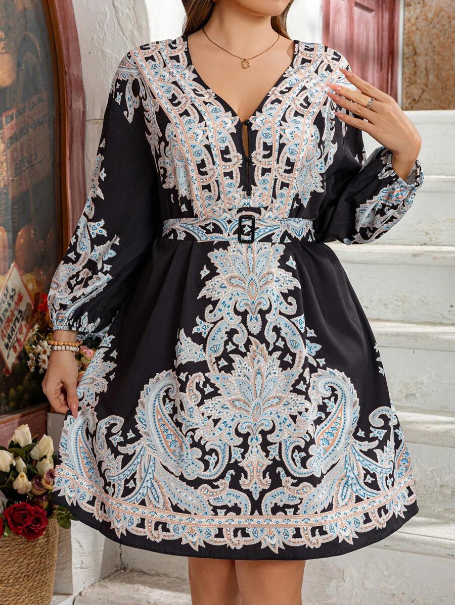 فستان بريزايا المطبوع الأنيق  سهرة طويل Shein