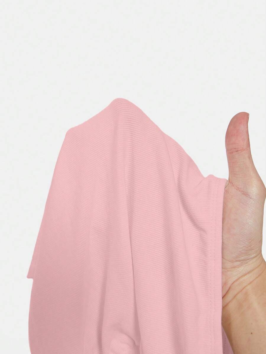 بلوزة نسائية من SHEIN EZwear محبوكة بدون درزات باللون الوردي الفاتح