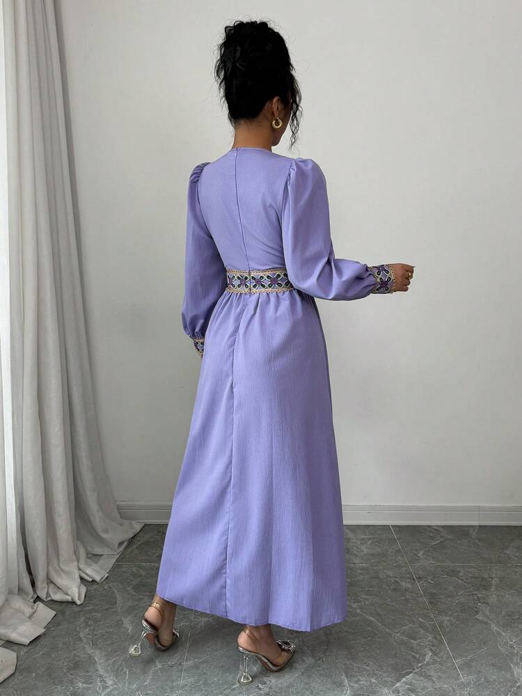 فستان نسائي منسوج باللون الأرجواني من TrendsModelyn بخصر مشدود