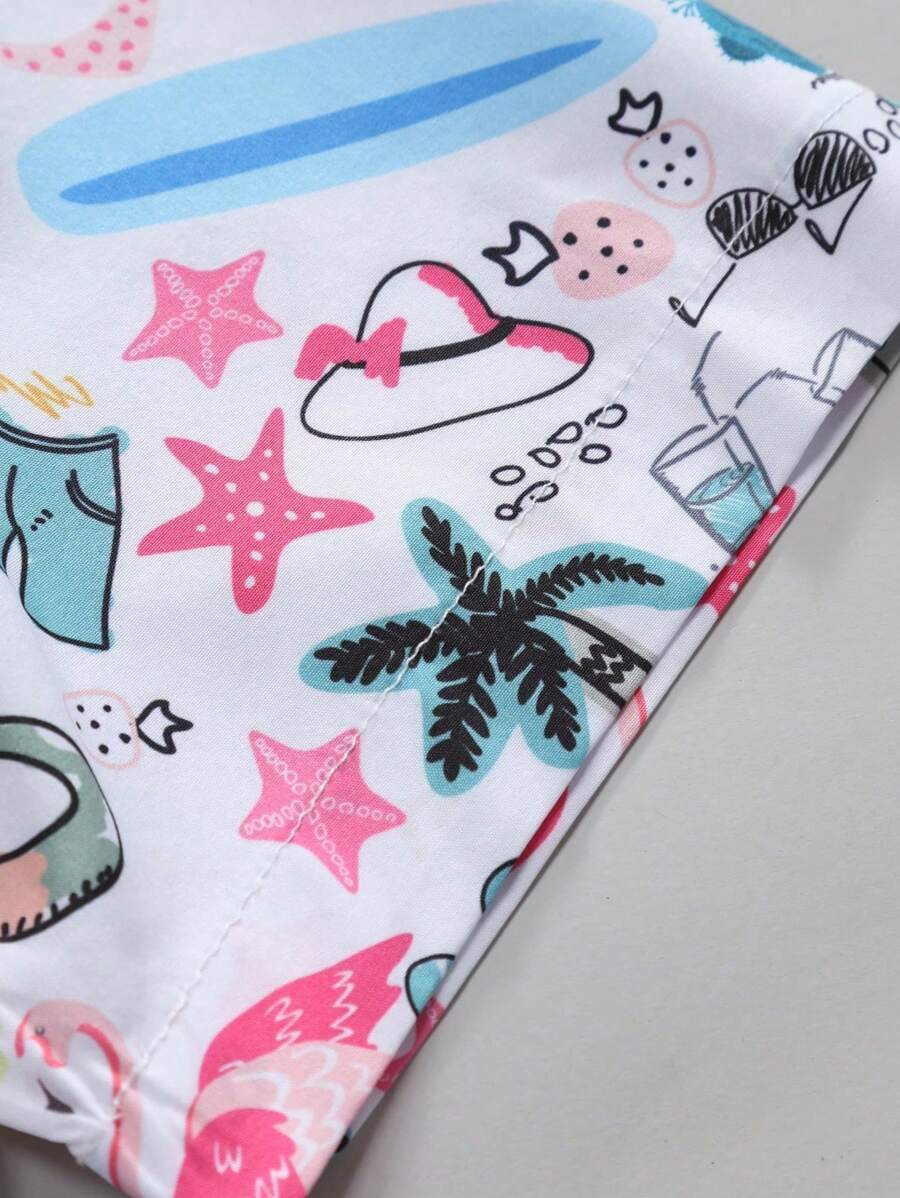 قميص رجالي صيفي بأكمام قصيرة مطبوع بنقشة النباتات الاستوائية