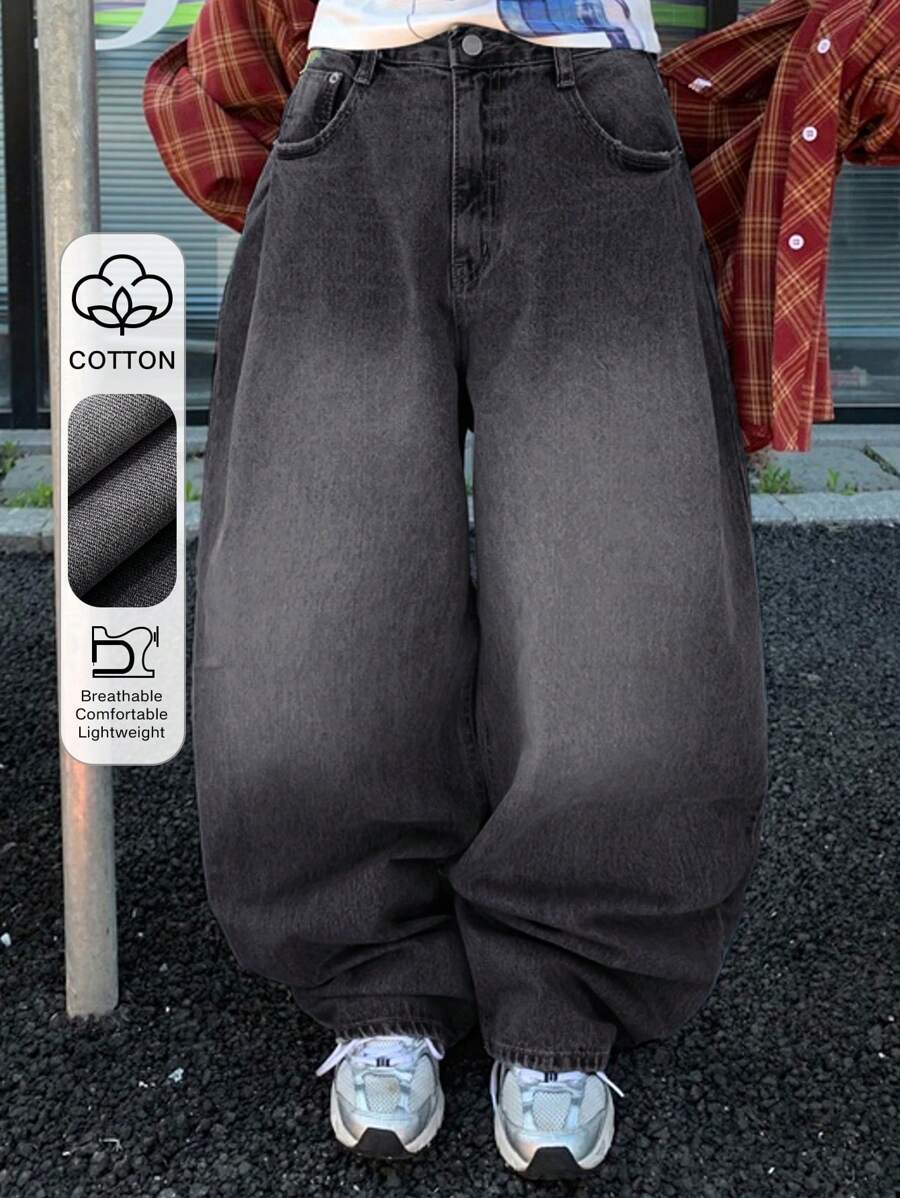 بنطلون جينز نسائي من DAZY بتصميم عتيق ممزق ومغسول، مناسب لجميع المواسم، جينز فضفاض Shein