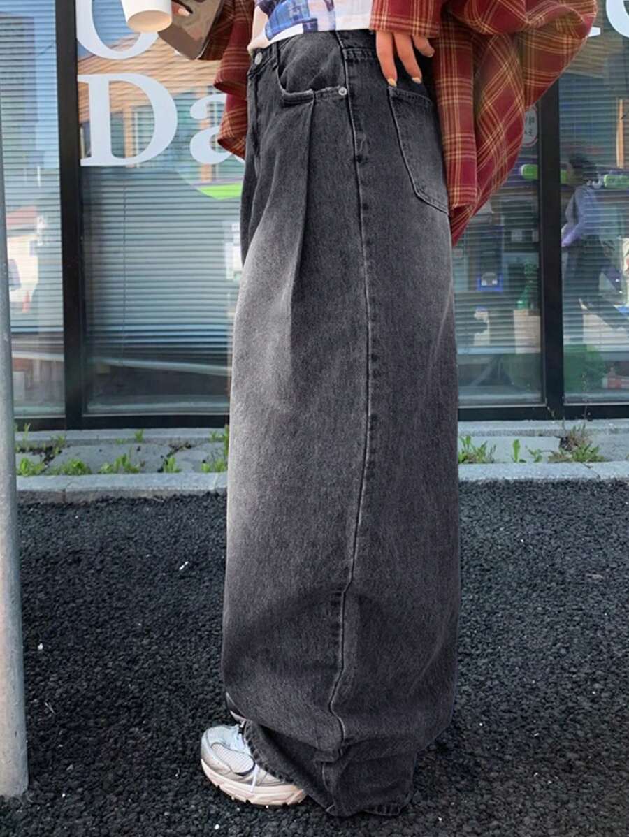 بنطلون جينز نسائي من DAZY بتصميم عتيق ممزق ومغسول، مناسب لجميع المواسم، جينز فضفاض Shein