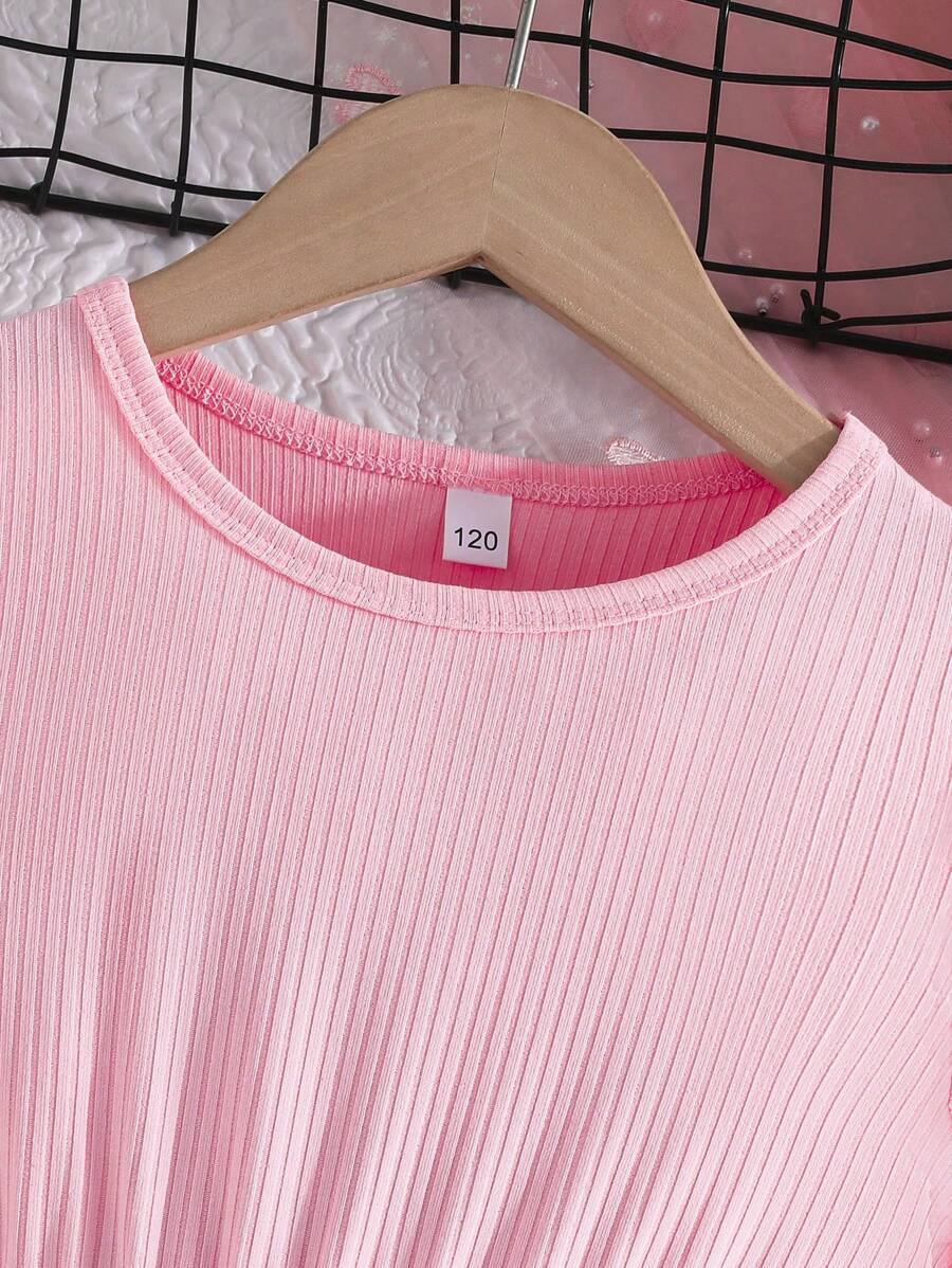 فستان صيفي أنيق بطبعة زهور بأكمام قصيرة ومضلعة للفتيات المراهقات