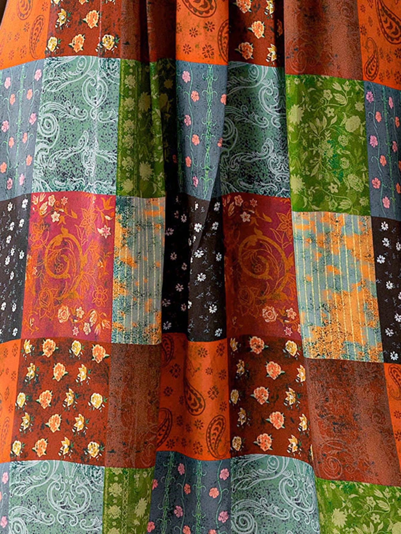 فستان منسوج بدون أكمام بنقشة هندسية بنقشة بيزلي من Faunlyn للنساء، مناسب للعطلات