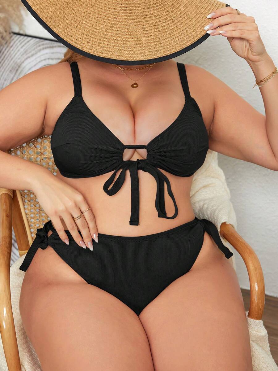 مجموعة بيكيني سباحة Lushoire بمقاس كبير مع حزام قابل للتعديل