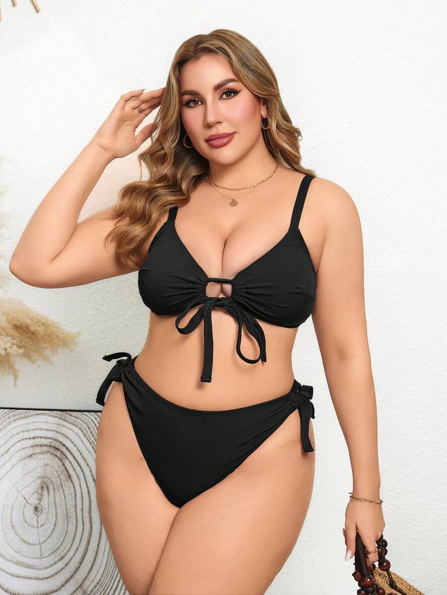 مجموعة بيكيني سباحة Lushoire بمقاس كبير مع حزام قابل للتعديل