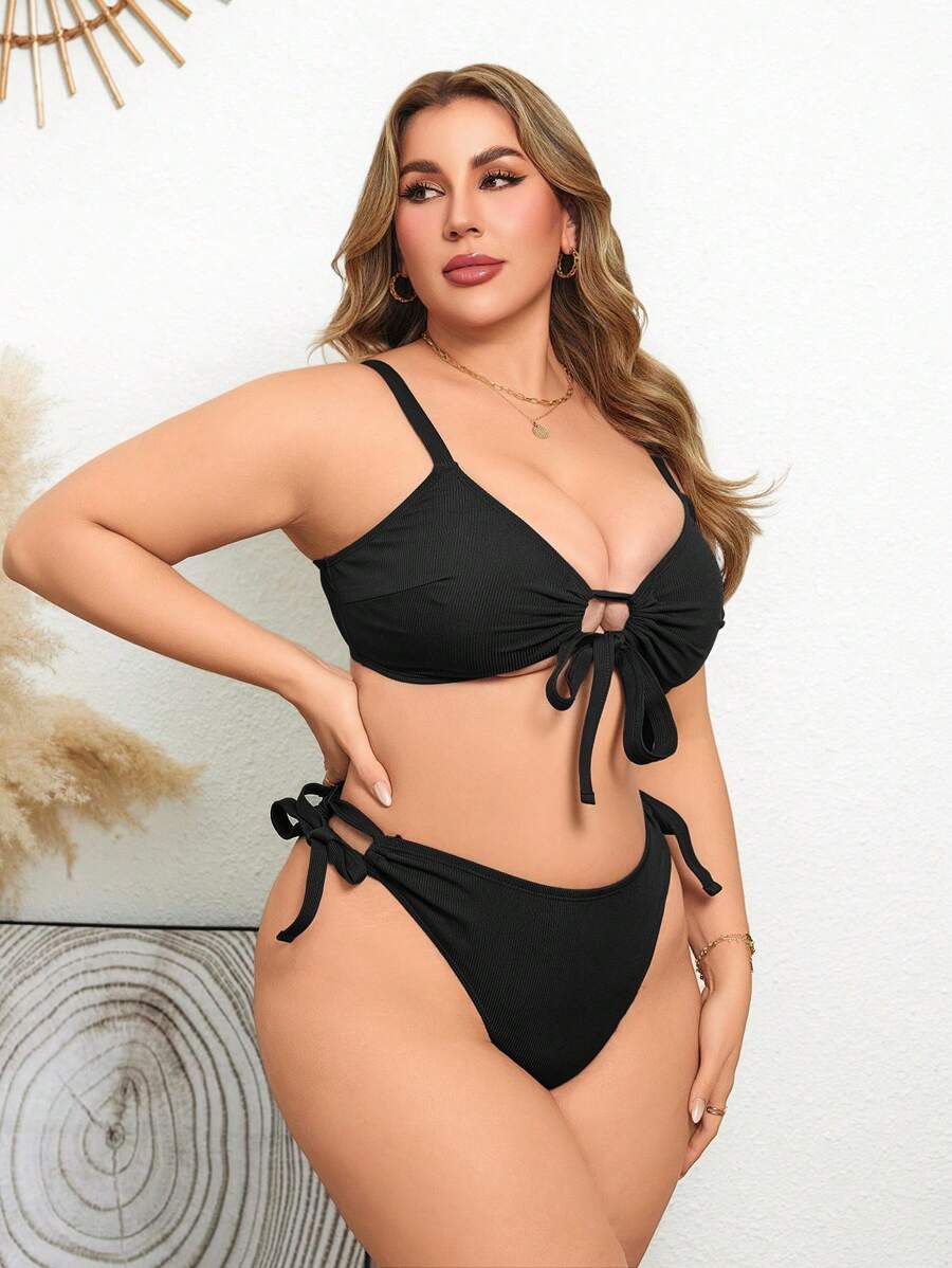 مجموعة بيكيني سباحة Lushoire بمقاس كبير مع حزام قابل للتعديل