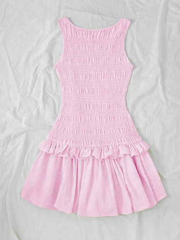 فستان قصير من Lunelith SHEIN Lunessa  مع حافة مكشكشة