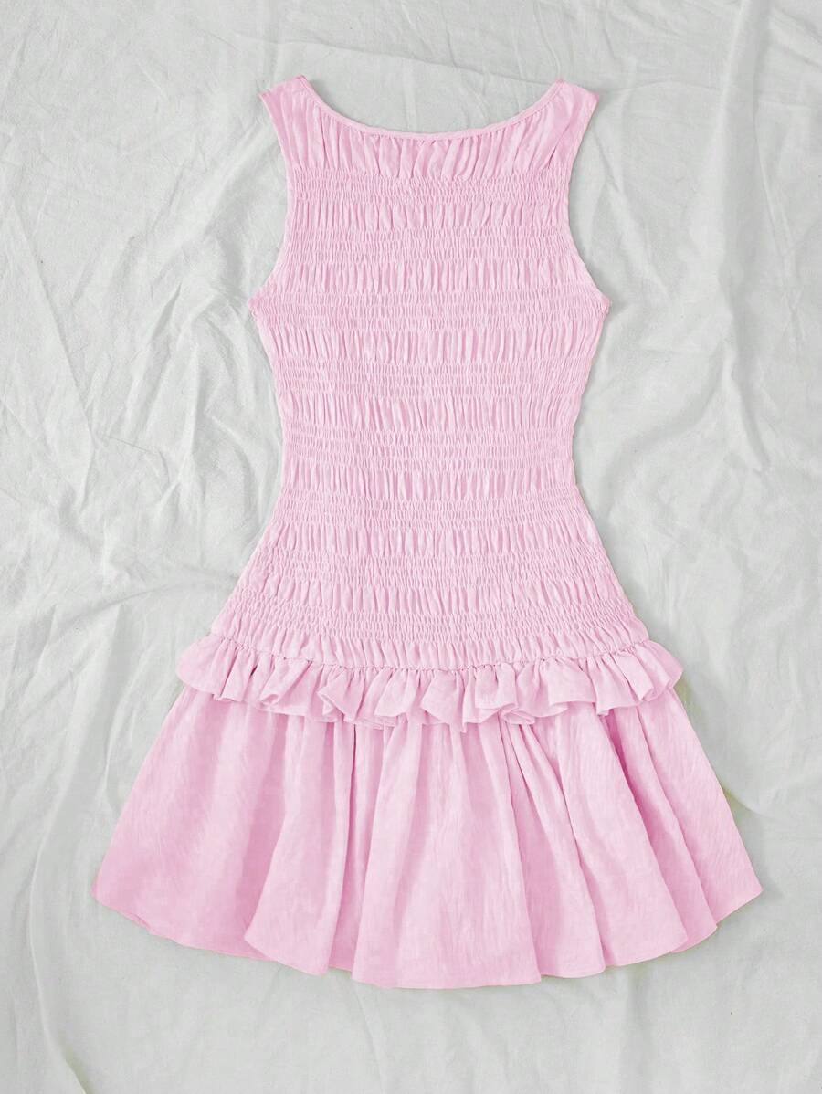 فستان قصير من Lunelith SHEIN Lunessa  مع حافة مكشكشة