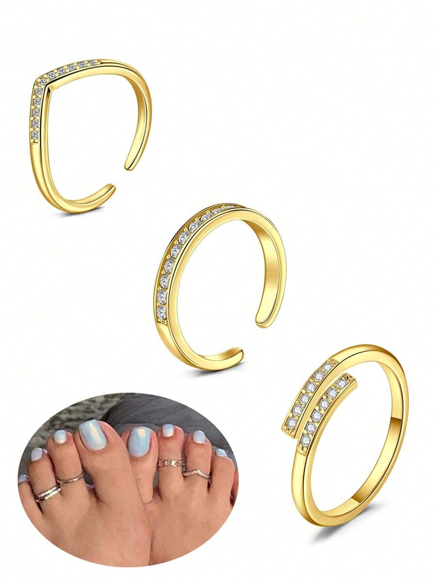 طقم خواتم أصابع القدم واليد من الفولاذ المقاوم للصدأ (3 قطع)