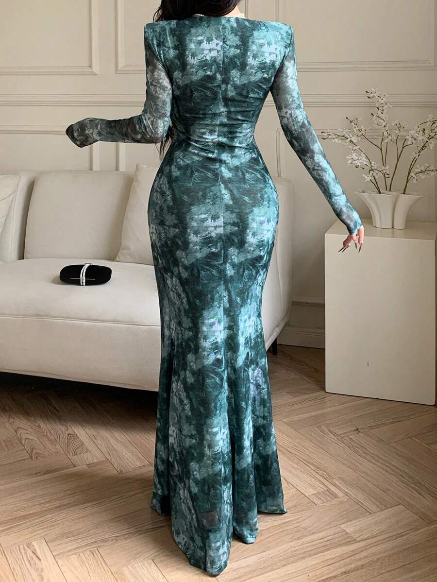 فستان موديلين النسائي الشبكي بأكمام طويلة، تصميم بسيط ومناسب للصيف