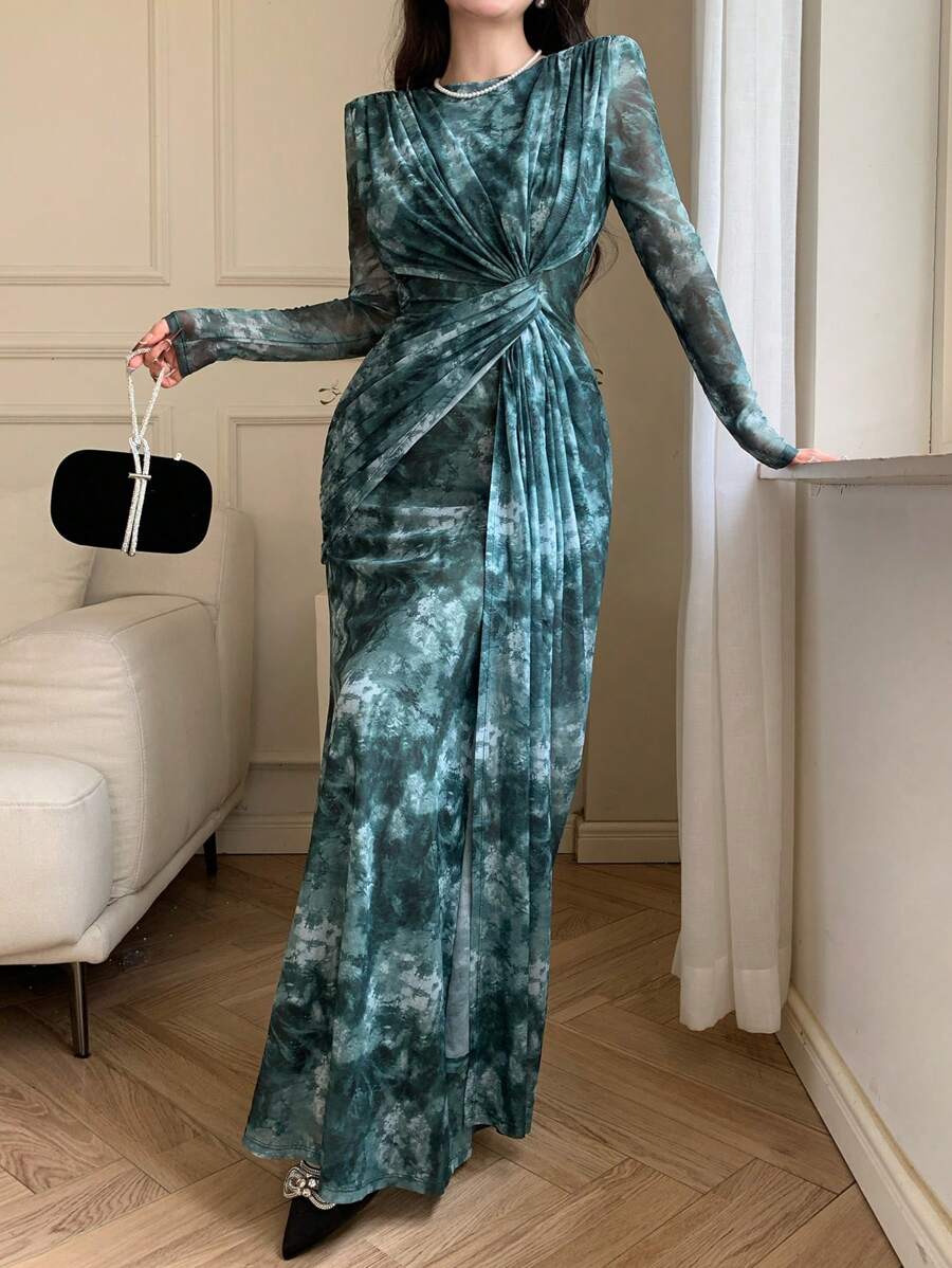 فستان موديلين النسائي الشبكي بأكمام طويلة، تصميم بسيط ومناسب للصيف