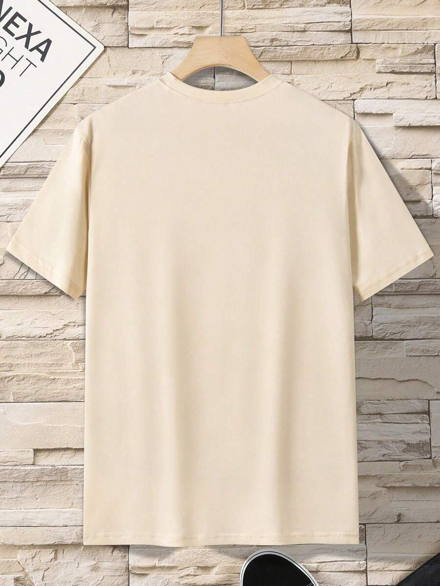 تي شيرت رجالي بأكمام قصيرة ورقبة دائرية Shein