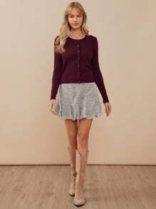 كارديجان صيفي برقبة دائرية وأزرار أمامية وأكمام طويلة من ويست فيد