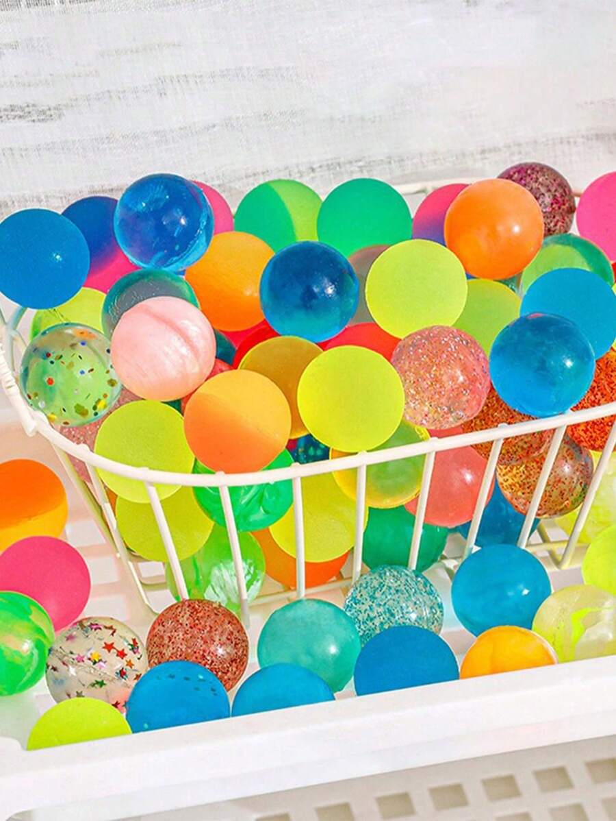 10 قطع من الكرات المطاطية المطاطية الملونة بألوان وأنماط عشوائية