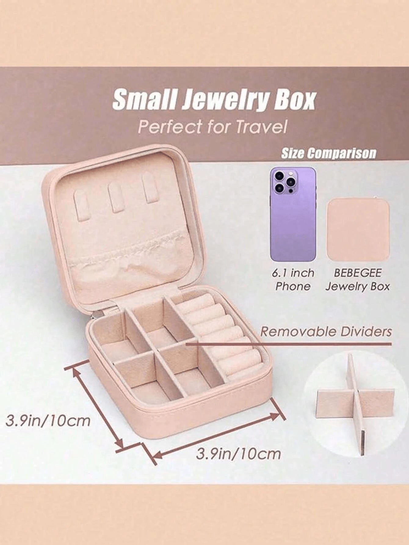 1pc Miniature Jewelry Storage Box, Display Case, Travel Jewelry black color