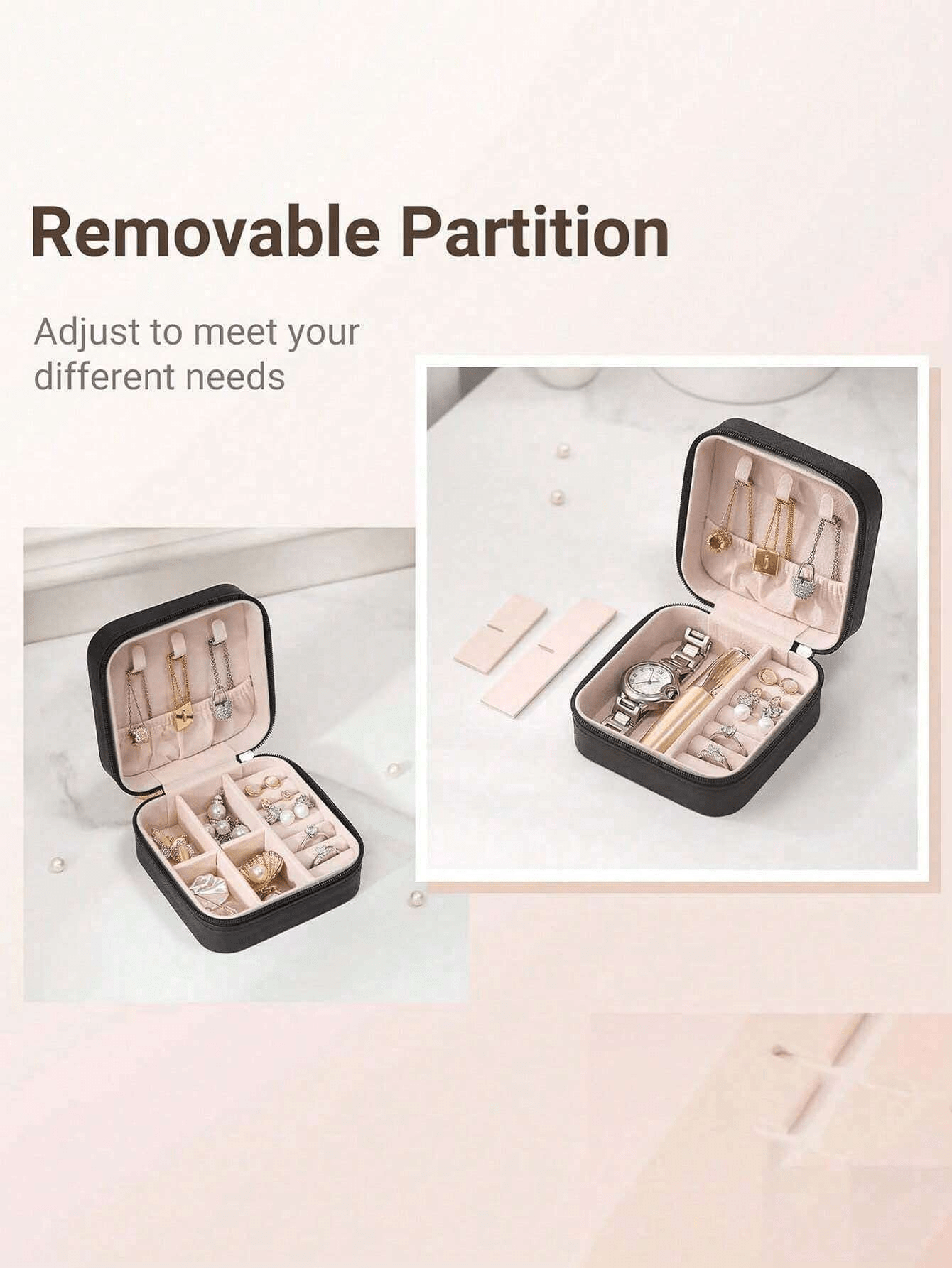1pc Miniature Jewelry Storage Box, Display Case, Travel Jewelry black color