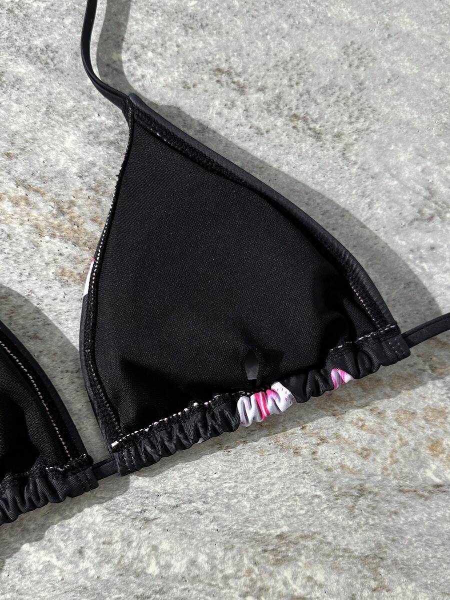 طقم-بكيني نسائي بـ 3-قطع بنمط تدرّج الألوان بطبعة أزهار