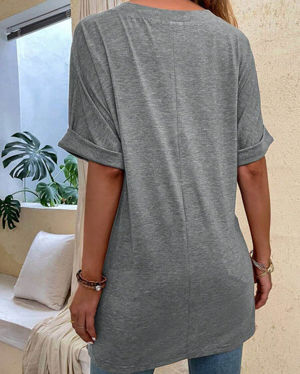 تي شيرت SHEIN LUNE بسيط سادة وأكمام على شكل جناح الخفاش، صيفي كاجوال