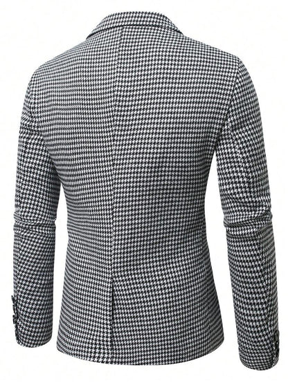 بليزر رجالي بياقة وأكمام طويلة بنقشة هيرنجبون