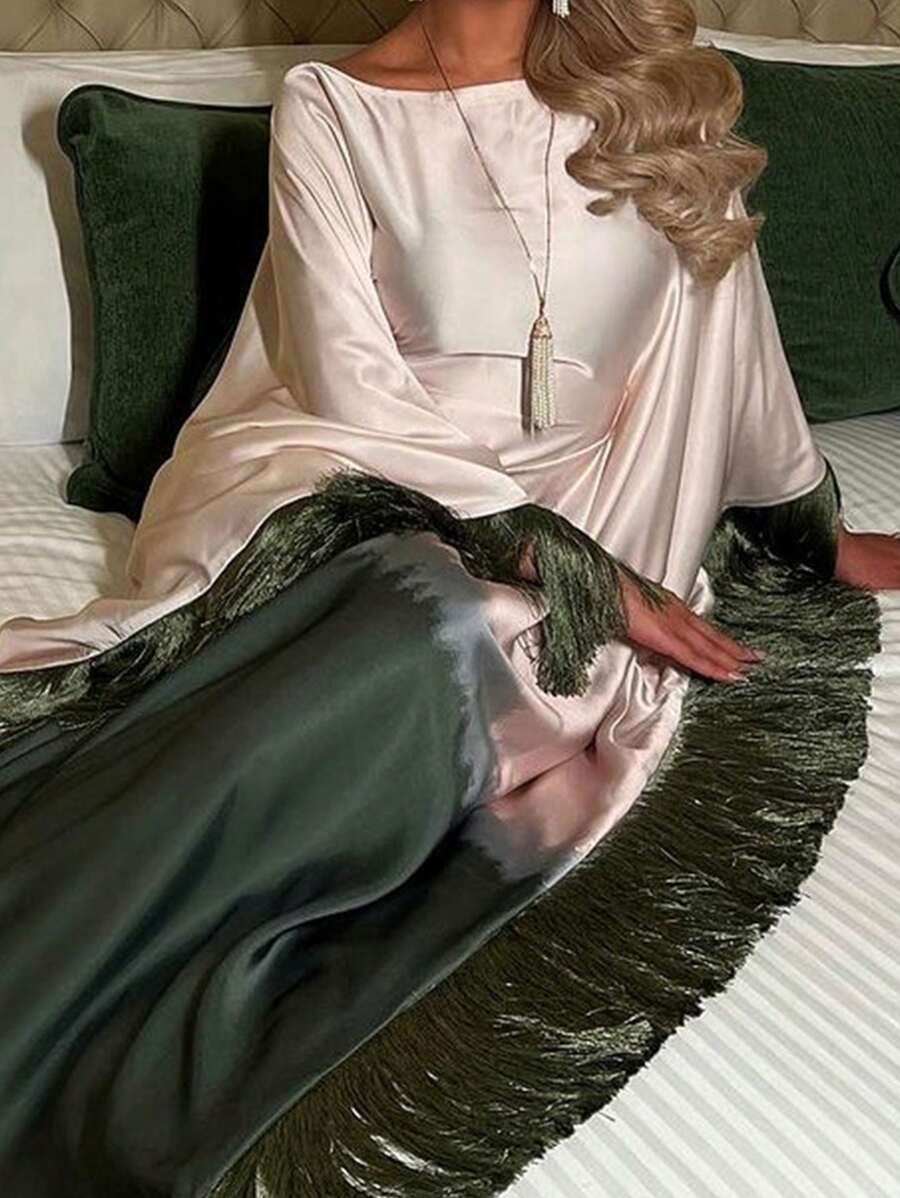 فستان أومبري نسائي إسلامي - عباية وردية رمادية متدرجة