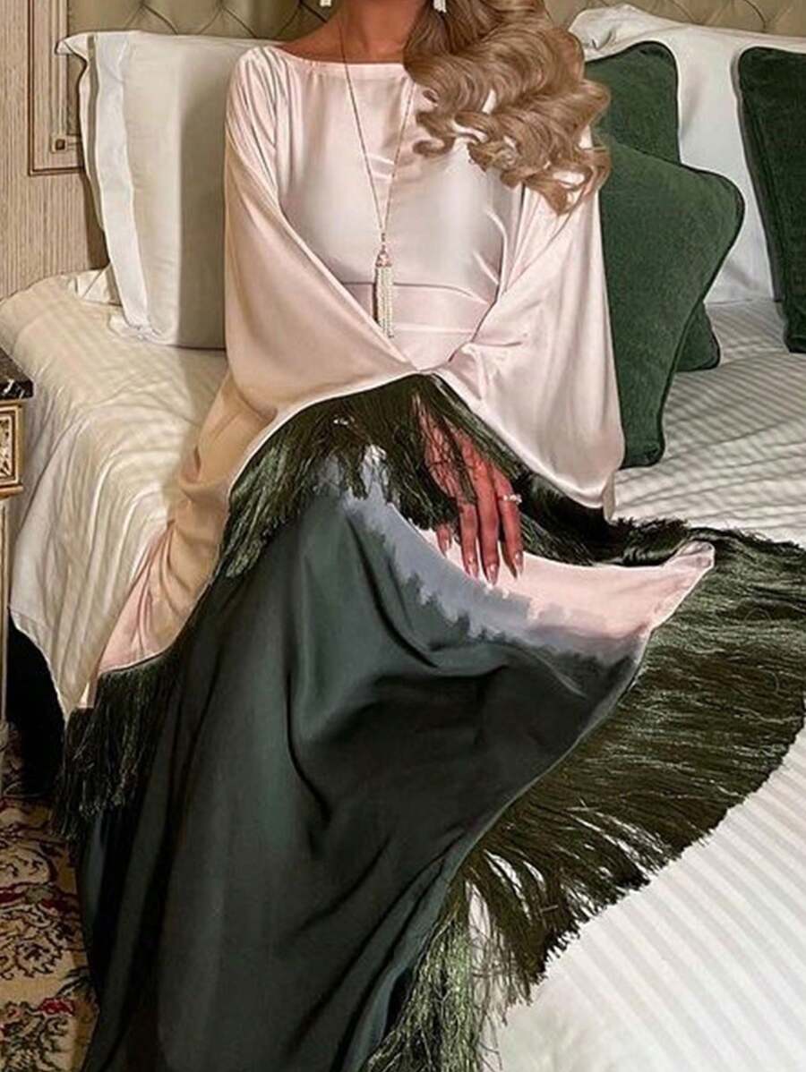 فستان أومبري نسائي إسلامي - عباية وردية رمادية متدرجة