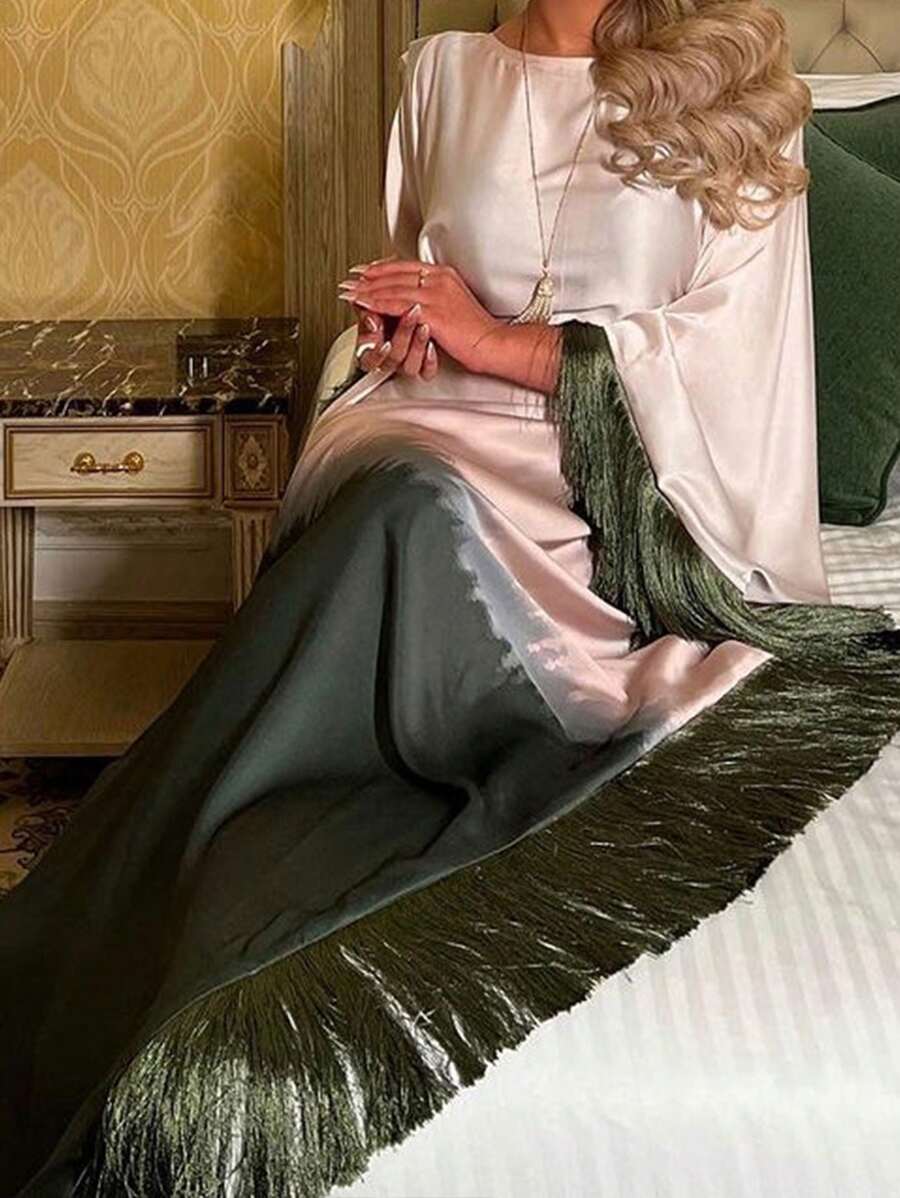 فستان أومبري نسائي إسلامي - عباية وردية رمادية متدرجة