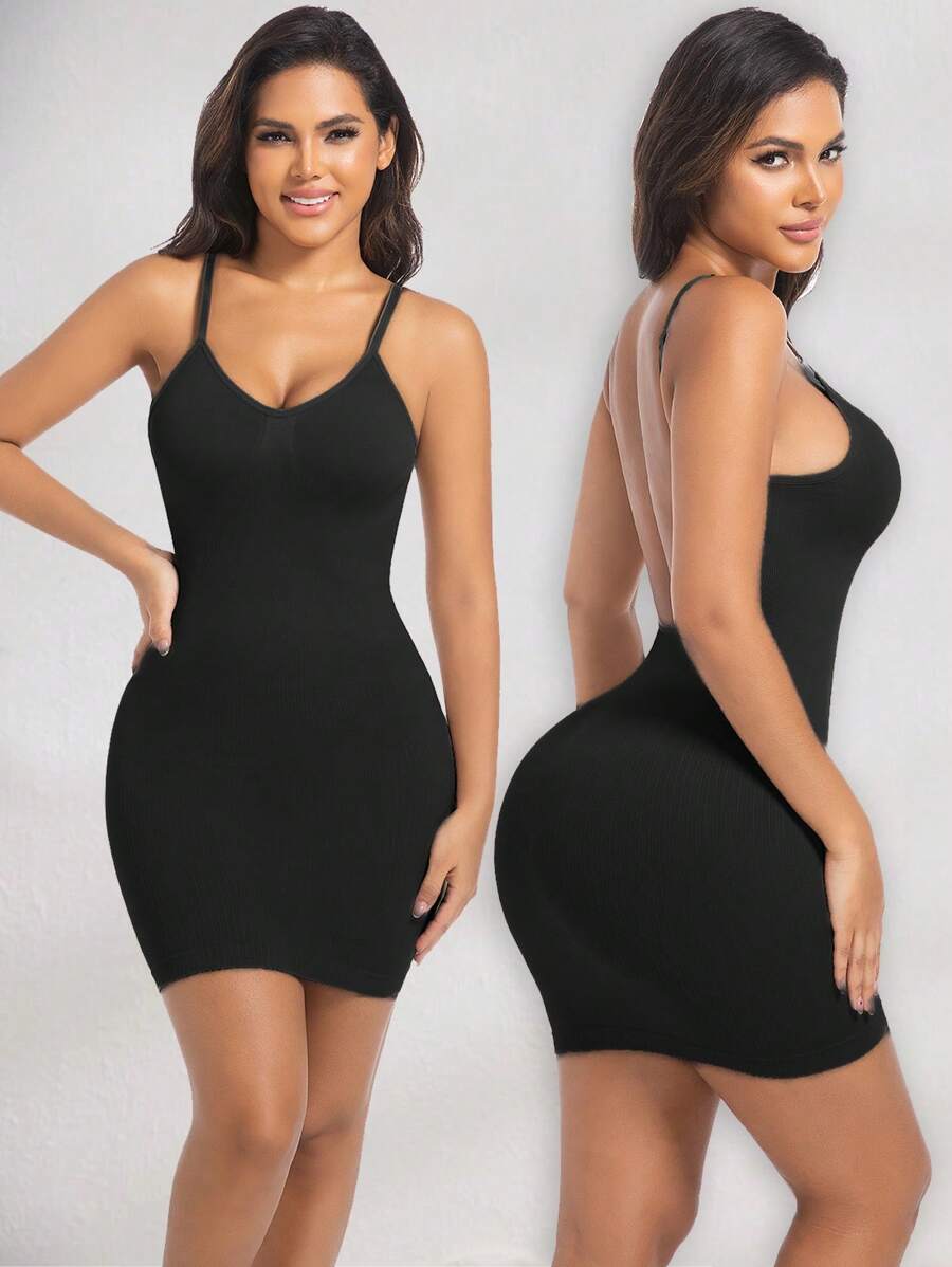 فستان نسائي بدون درزات بدون ظهر للتحكم في البطن ورفع المؤخرةShein