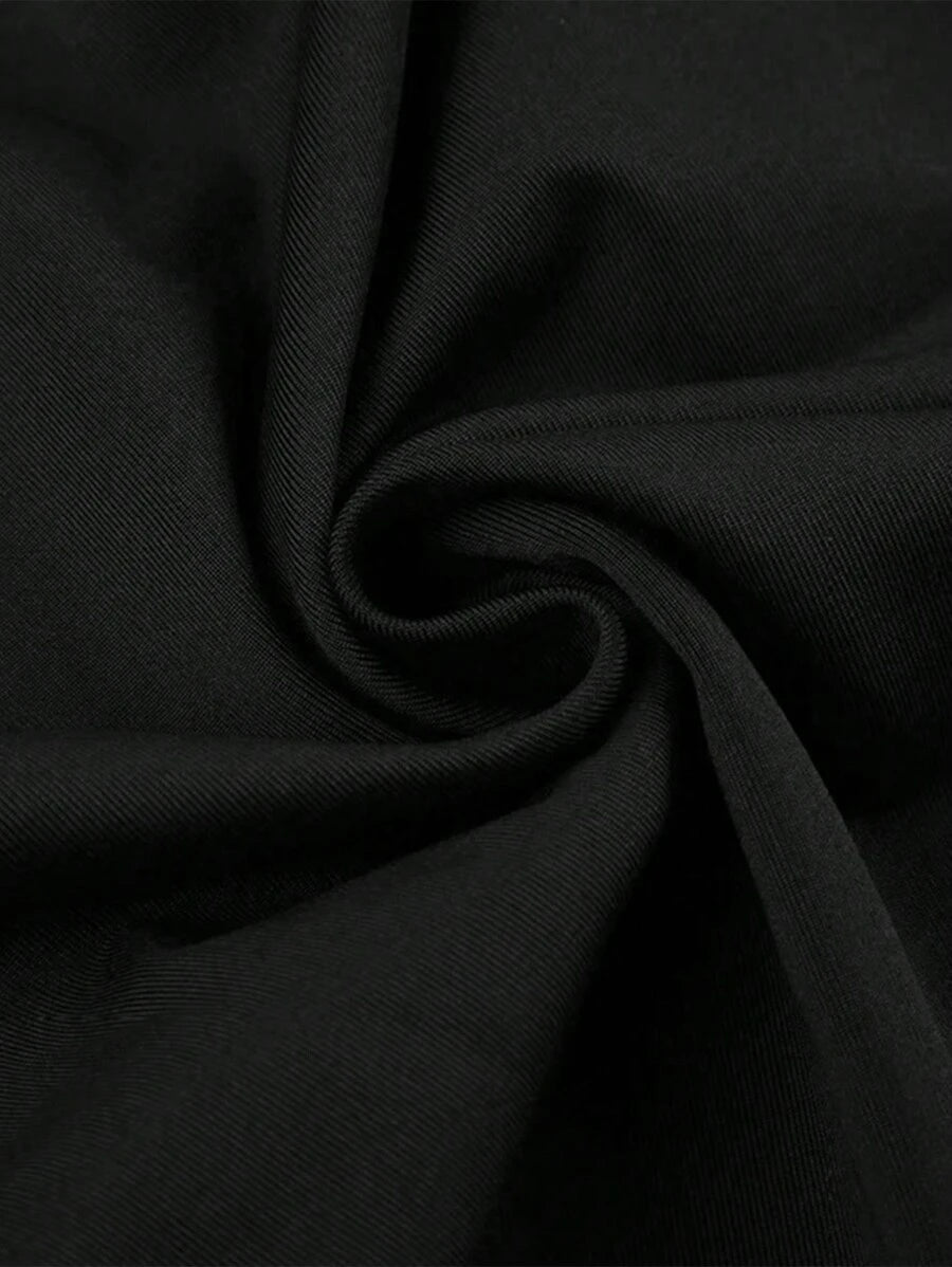 بودي سوت نسائي من INAWLY بدون أكمام بلون سادة وتصميم مجمّع ضيّق