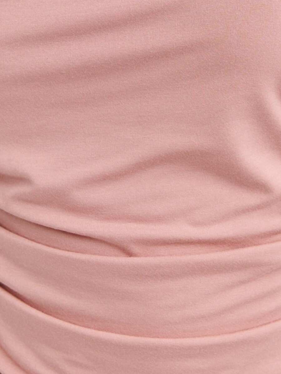 بلوزة نسائية بياقة غير متناظرة بقصّة ضيقة – shein