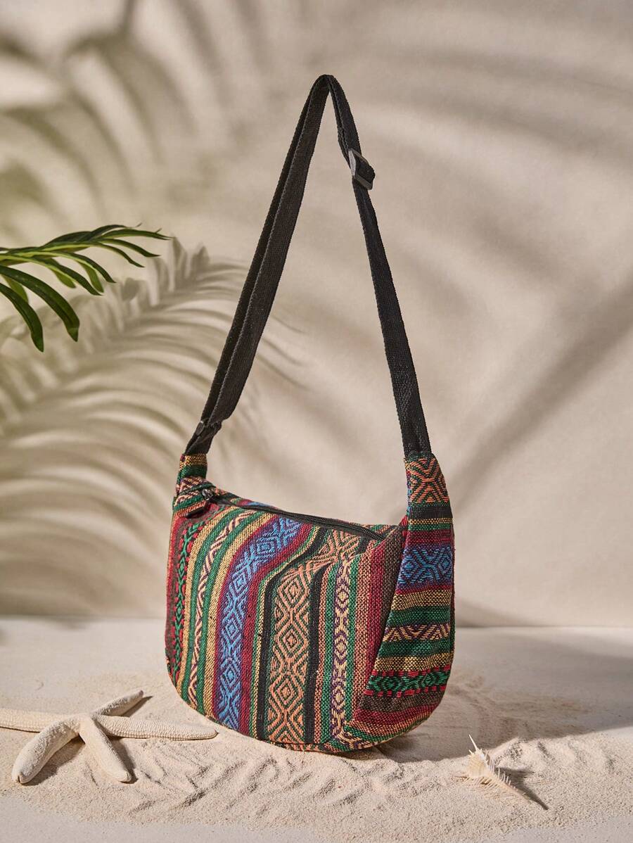 حقيبة نسائية من القماش المخطط بتصميم عتيق Shein