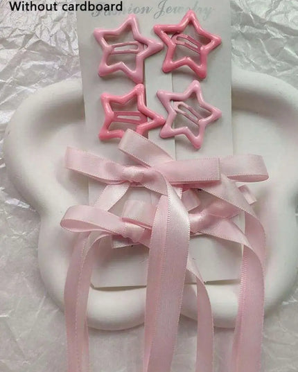 مجموعة إكسسوارات شعر نسائية مكونة من 2 قطع(روز-مووف) - نجمة، ديكور فيونكة، مشابك شعر على شكل فيونكة على شكل راقصة باليه،